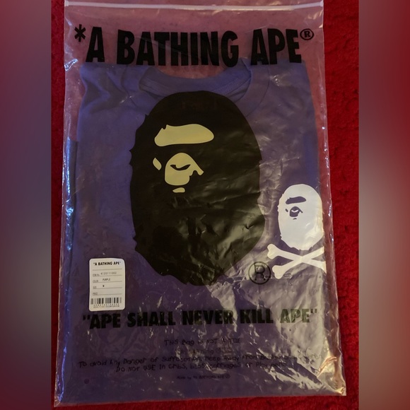 A Bathing BAPE Ape Crossbone Long Sleeve Tee Purple - Picture 1 of 4